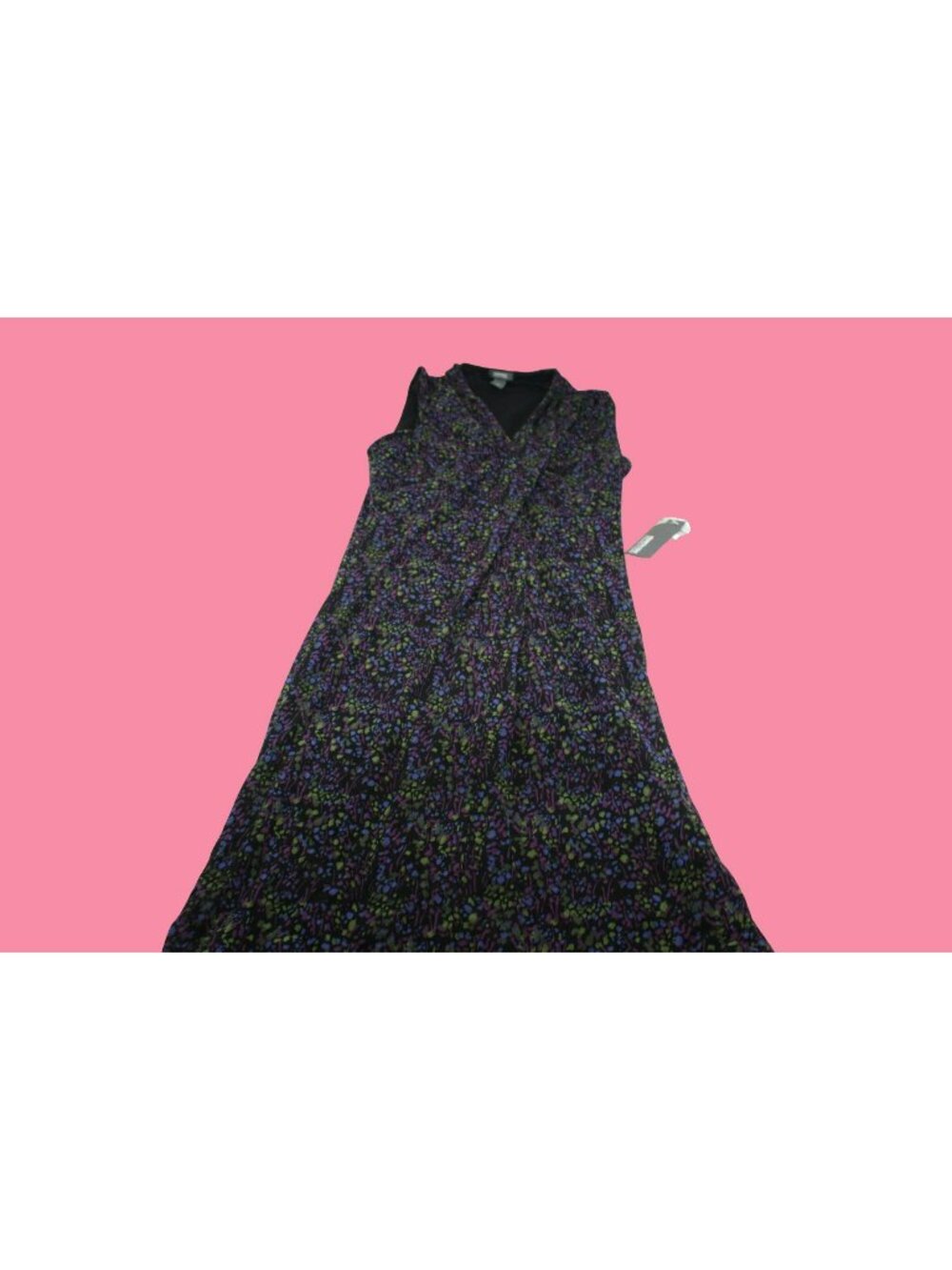 Kenneth Cole Reaction Womens Sleeveless Black Multi-Color Dress Size M Polyester